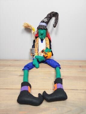 Vintage Halloween Spooky Hollow 39” Long Leg Shelf Sitter Witch Decor